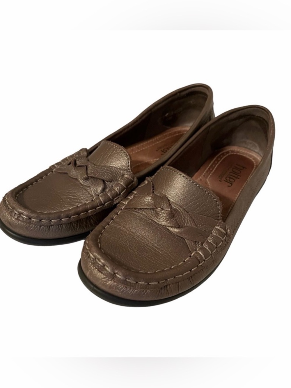Hotter Platinum/Gold Metallic "Selena" Loafer 6.5